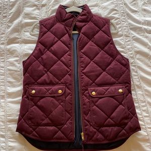 Maroon Jcrew Quilted Vest Small
